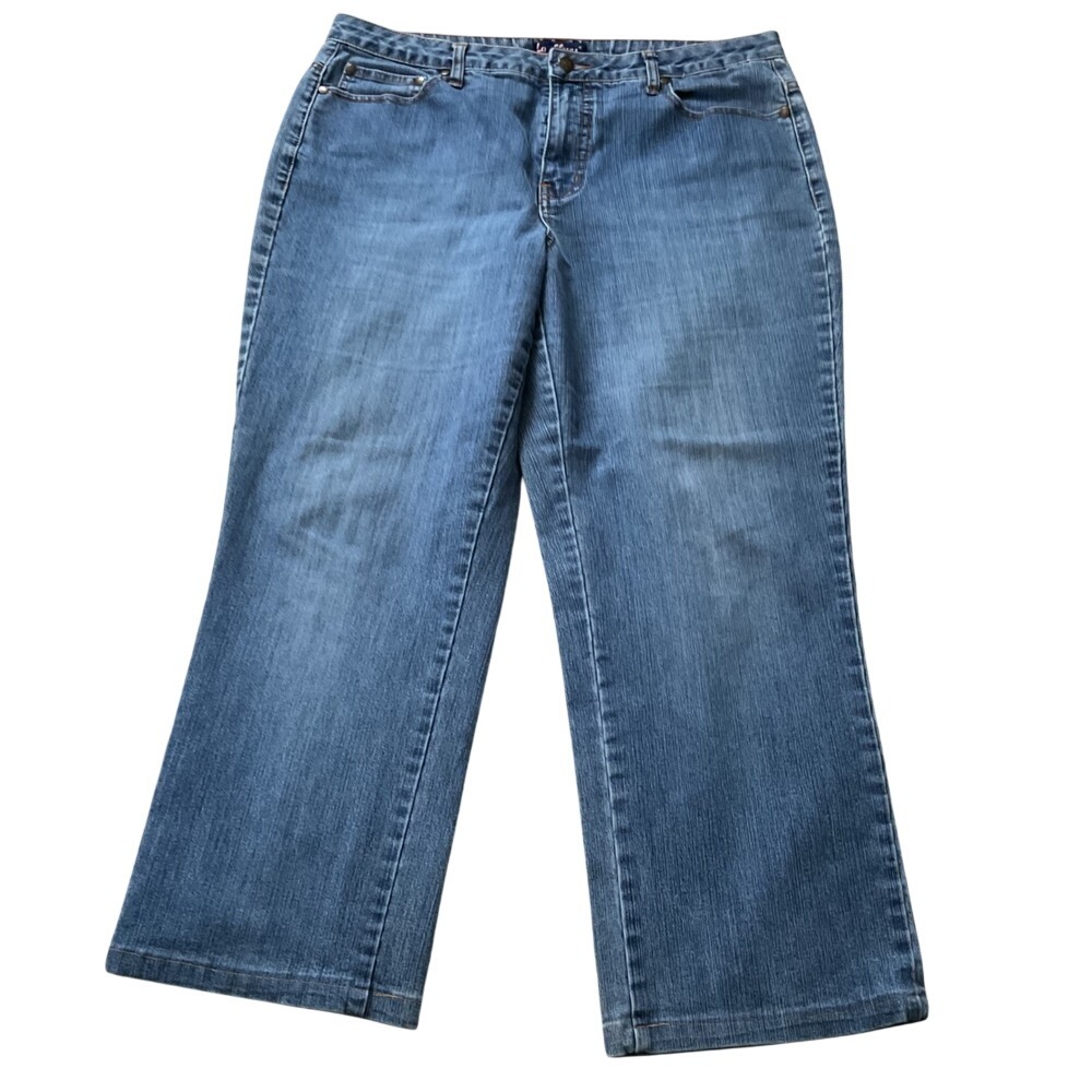 LA Blues Stretch Medium Wash‎ Straight Leg Capri Jeans 14P Blue Denim Mid Rise